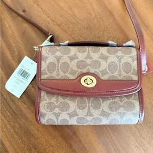 COACH Kiplock Crossbody in Signature Canvas B4/Tan Rust C4204 NWT OS